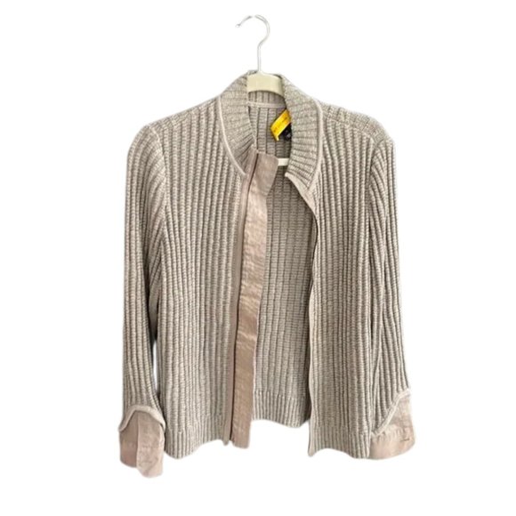 St. John tan zipper sweater jacket - Picture 2 of 7